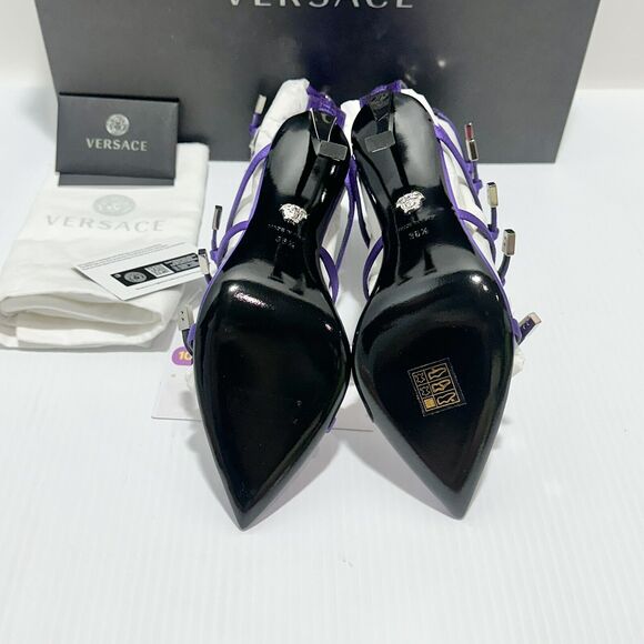 Versace Runway Pin-Point 37.5 Strappy Heel Sandals Purple Orchid NWT $1,575 - Picture 11 of 14
